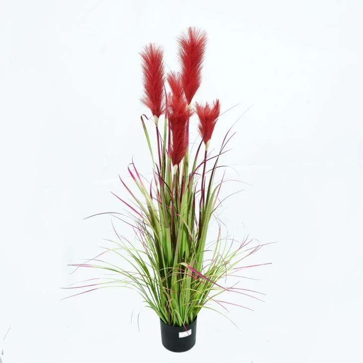 Burgundijas sarkanās mākslīgo niedru zāles potted Plant